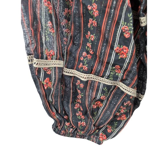 Free People Mostly Meadow Blouse XS Black Combo - Picture 10 of 12